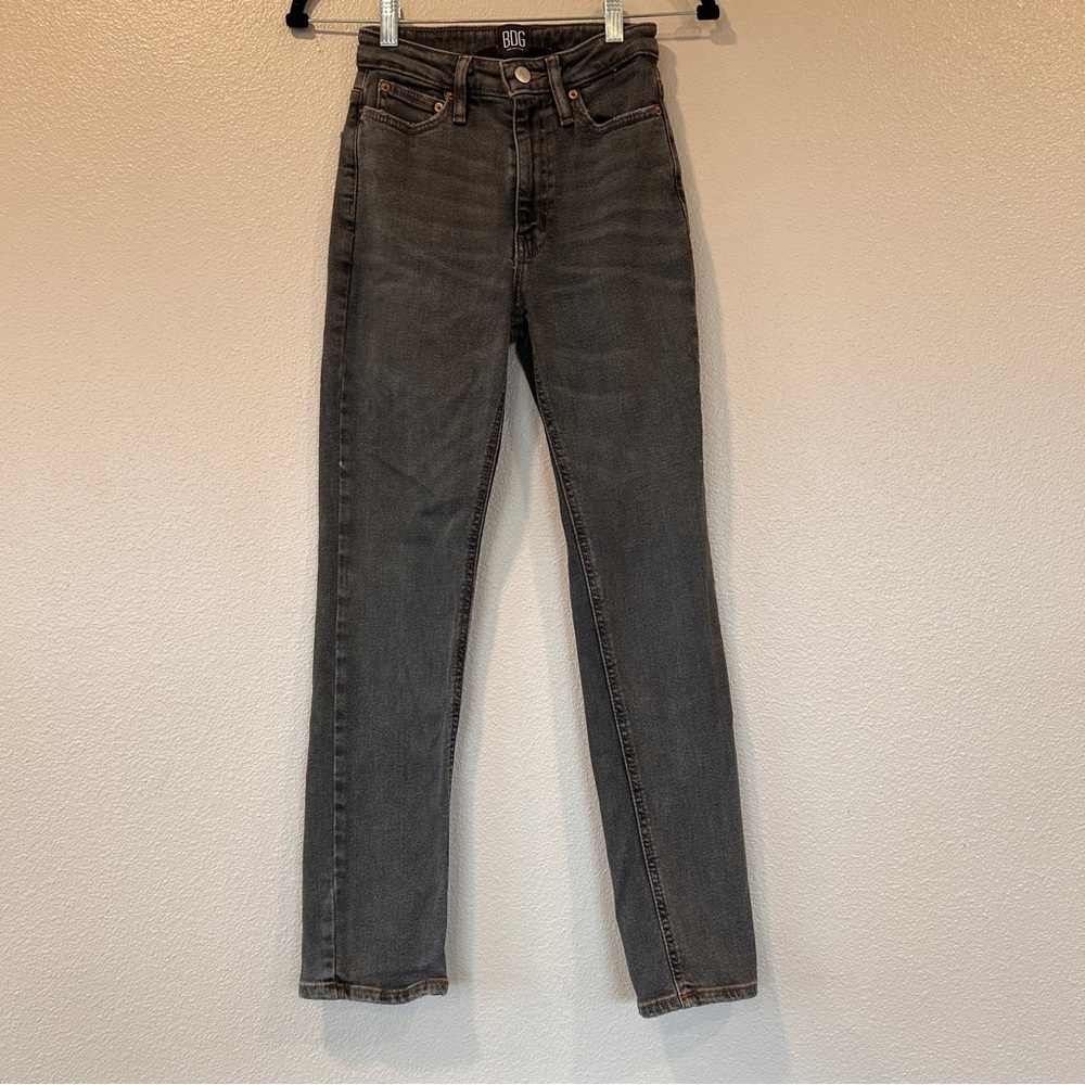BDG Girlfriend High Rise Skinny Jeans Washed Black Womens Size‎ 24